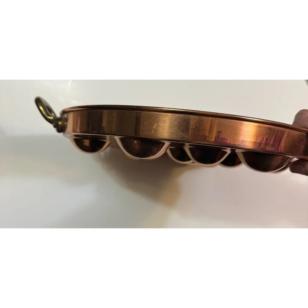 Vintage Copper Escargot Pan 12 Wells Brass Handles French Snail Baking 10.5in